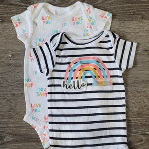 Gerber Organic Two Pack Size 3-6 Months, Hello Love You Onesie